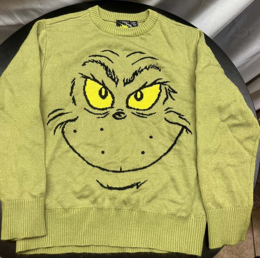The Grinch Dr. Seuss Big Face Knit Holiday Sweater